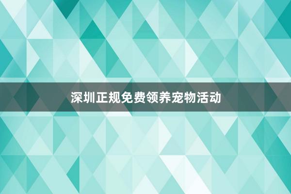 深圳正规免费领养宠物活动